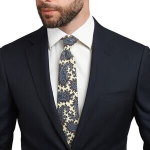 Vintage Christian Dior Neck Tie Yellow & Blue Retro Paisley Silk Tie Designer